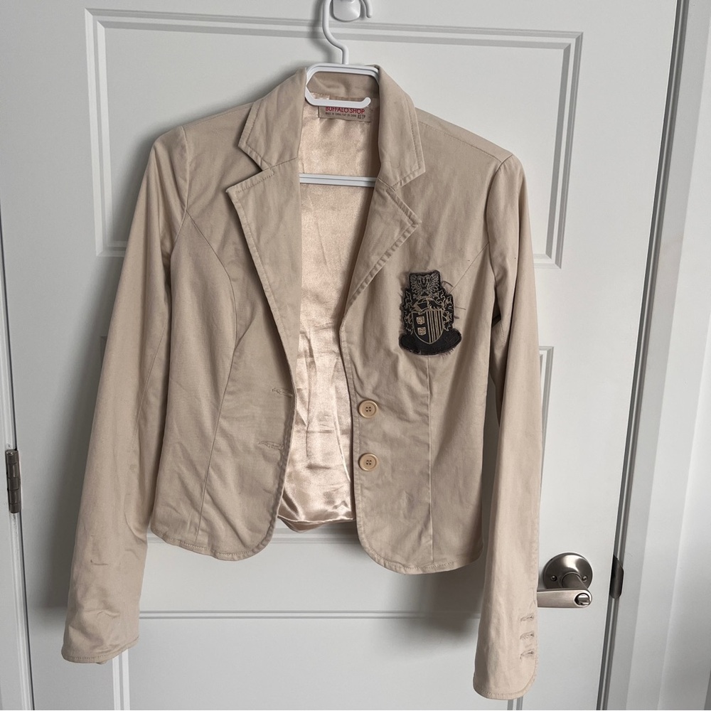 Y2K Buffalo David Bitton Tan Blazer with Embroidered Crest